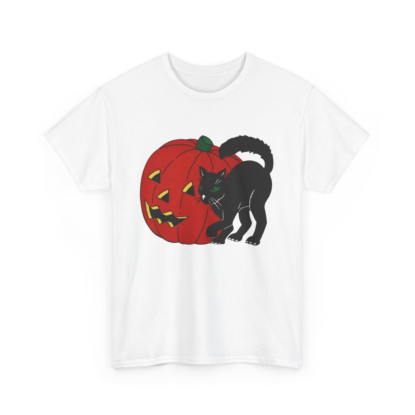 vintage 1960s halloween jack o lantern and black cat reproduction tshirt