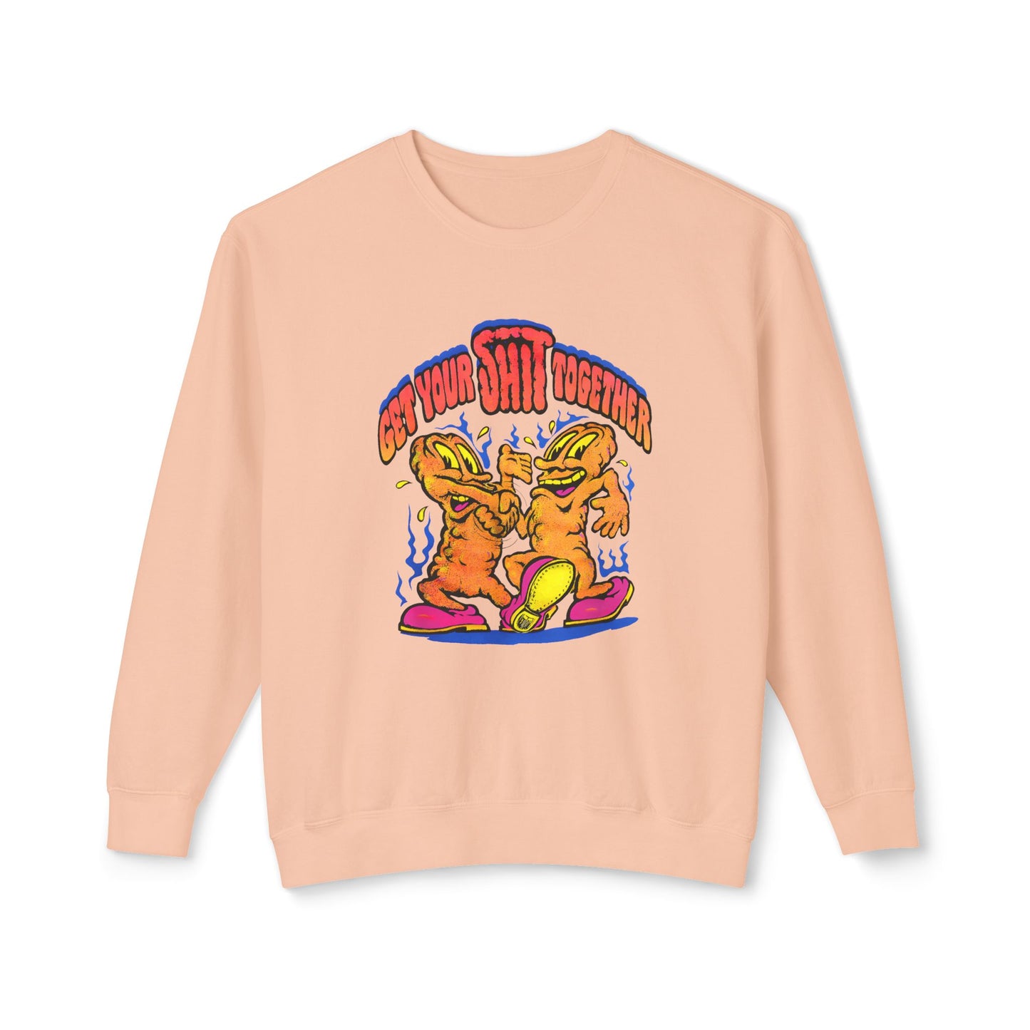 1970s graphic "get your shit together" two shits shaking hands 100% cotton sweatshirt