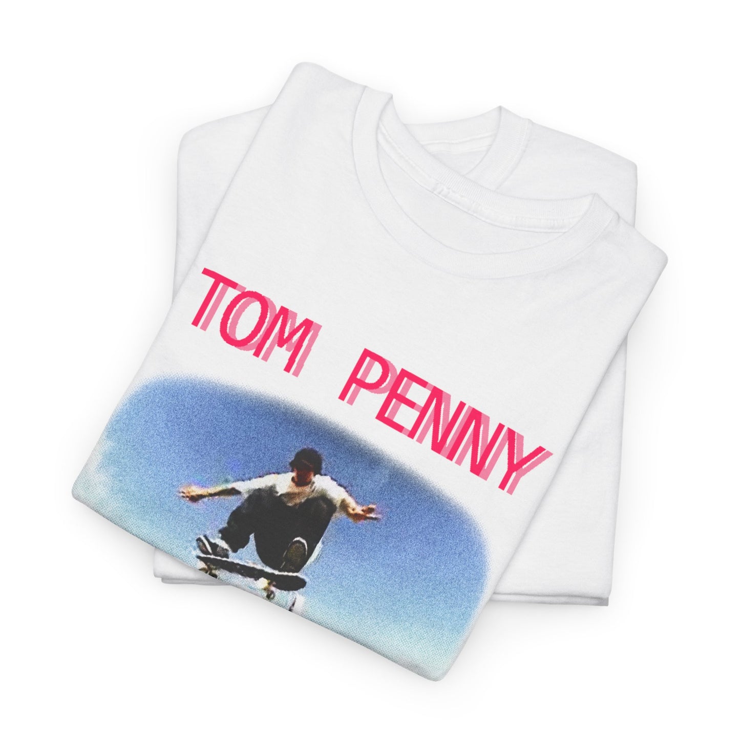 tom penny lofi vhs style graphic skateboarding fan art with pixelated letters tshirt
