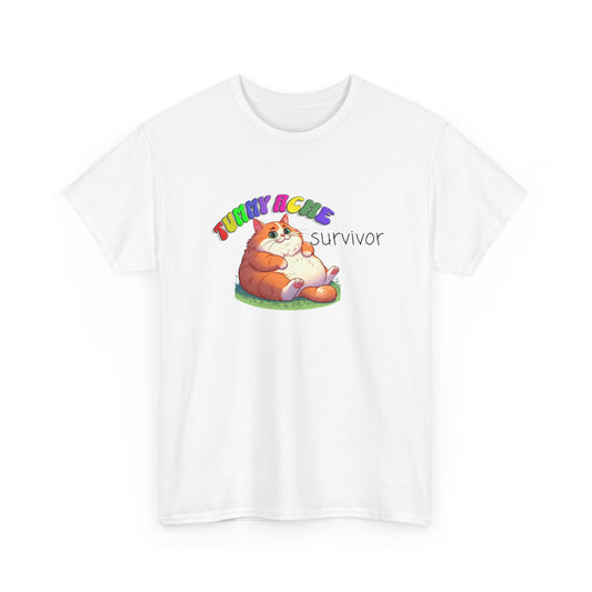 tummy ache survivor stuffed kitty silly tshirt