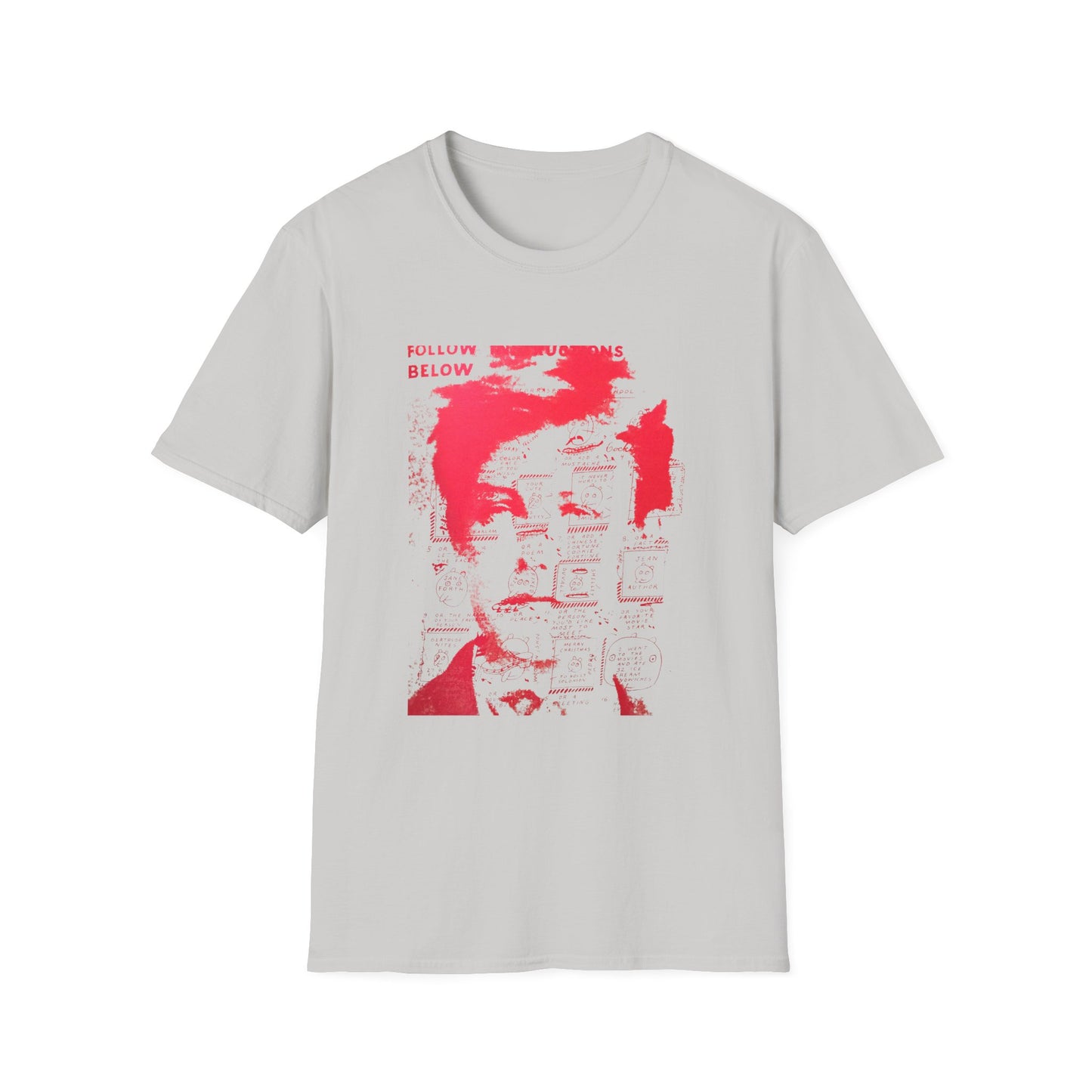 ray johnson arthur rimbaud art in red tshirt