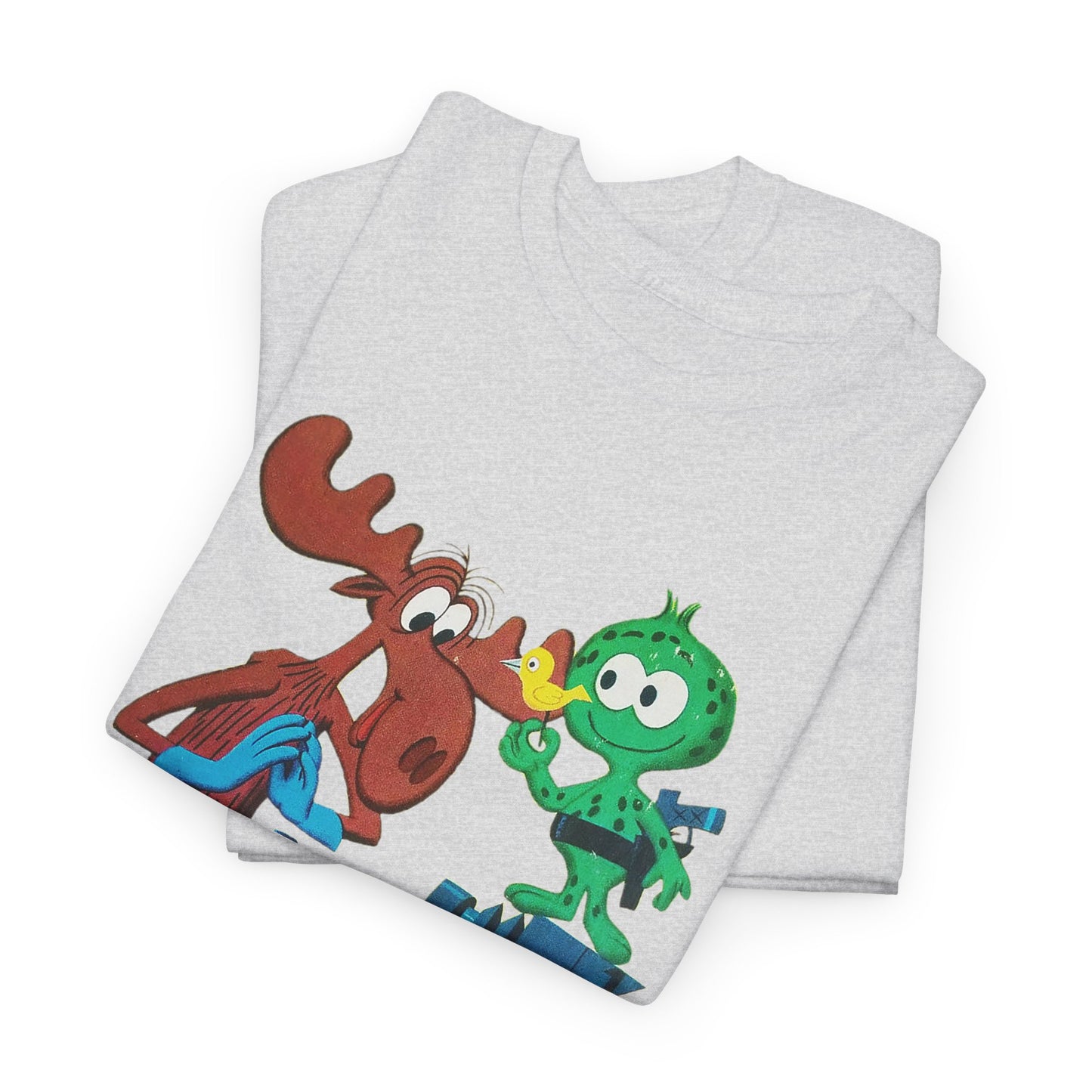 the rocky and bullwinkle show with gidney and cloyd reproduction tshirt