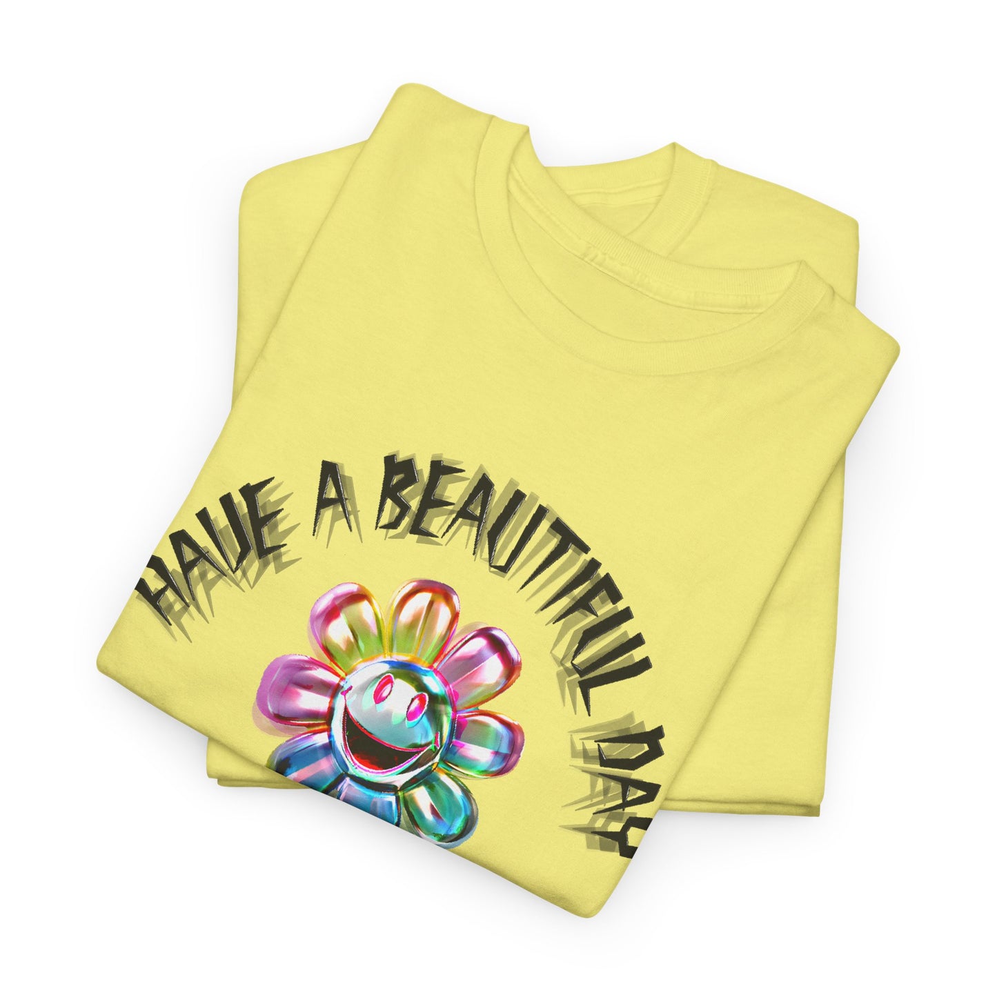 have a beautiful day chaotic rainbow daisy design tshirt