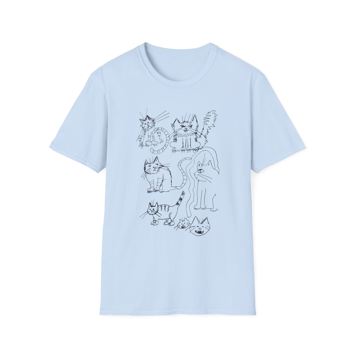 original drawing seven cats tshirt