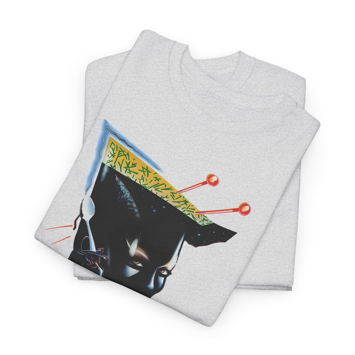 1980s airbrush alien with spoon art by french mystery artist zappy tshirt