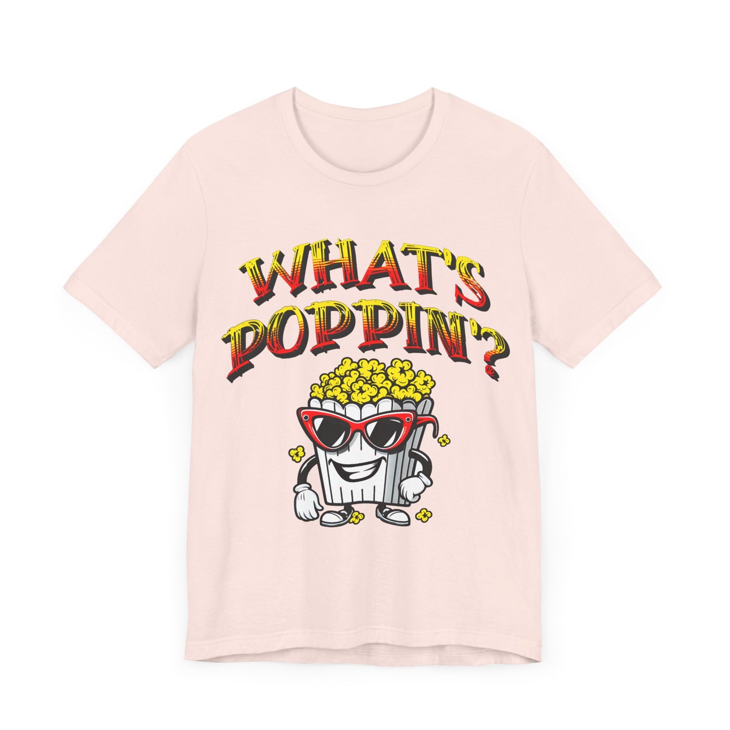 what's poppin' cool popcorn bag guy tshirt