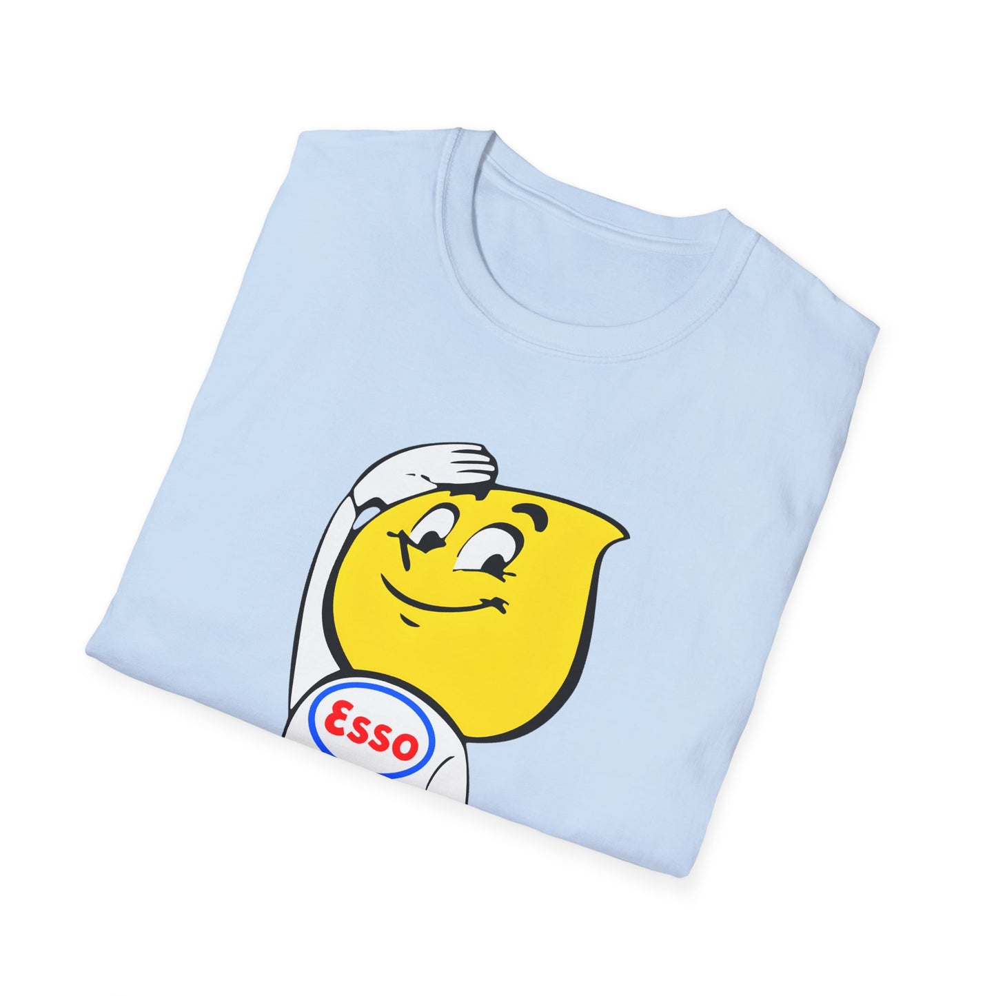 vintage esso gas station happy the esso oil drop man logo tshirt