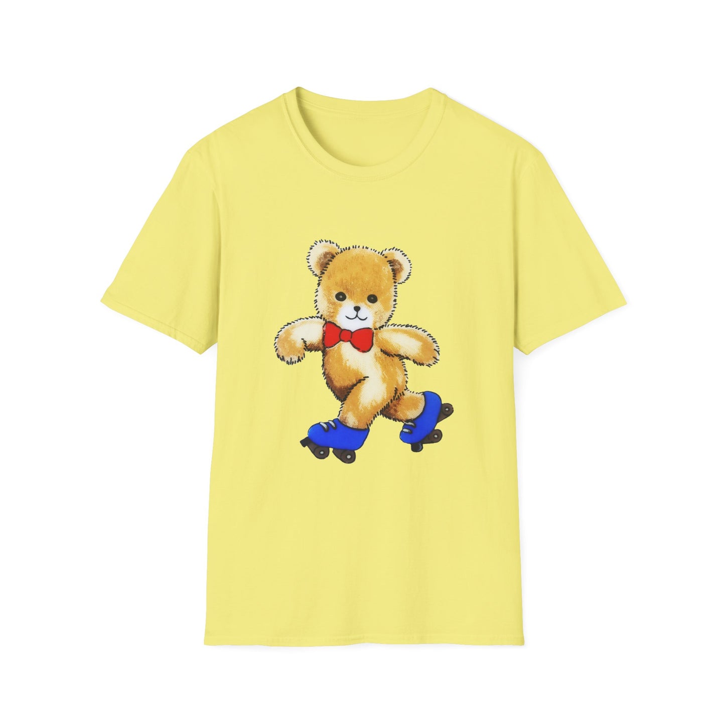 reproduction of a vintage cute teddy bear on roller skates tshirt