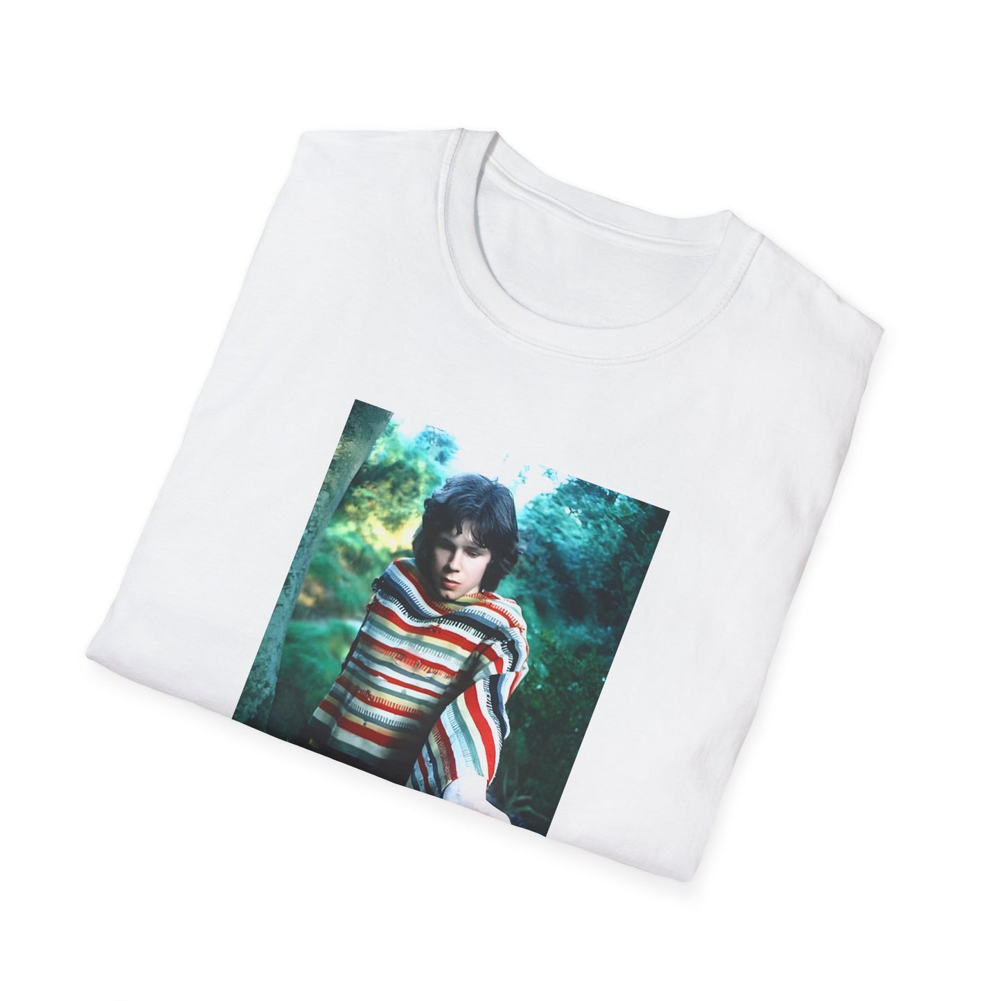 nick drake in the forest holding mushrooms tshirt