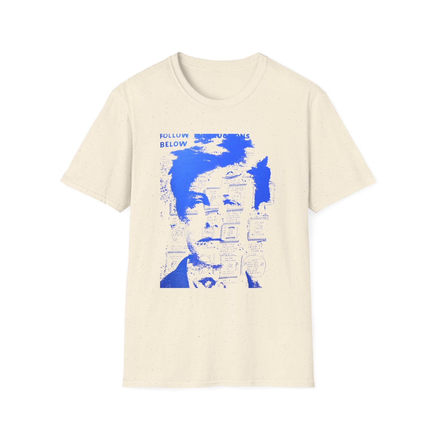 ray johnson arthur rimbaud art in blue tshirt