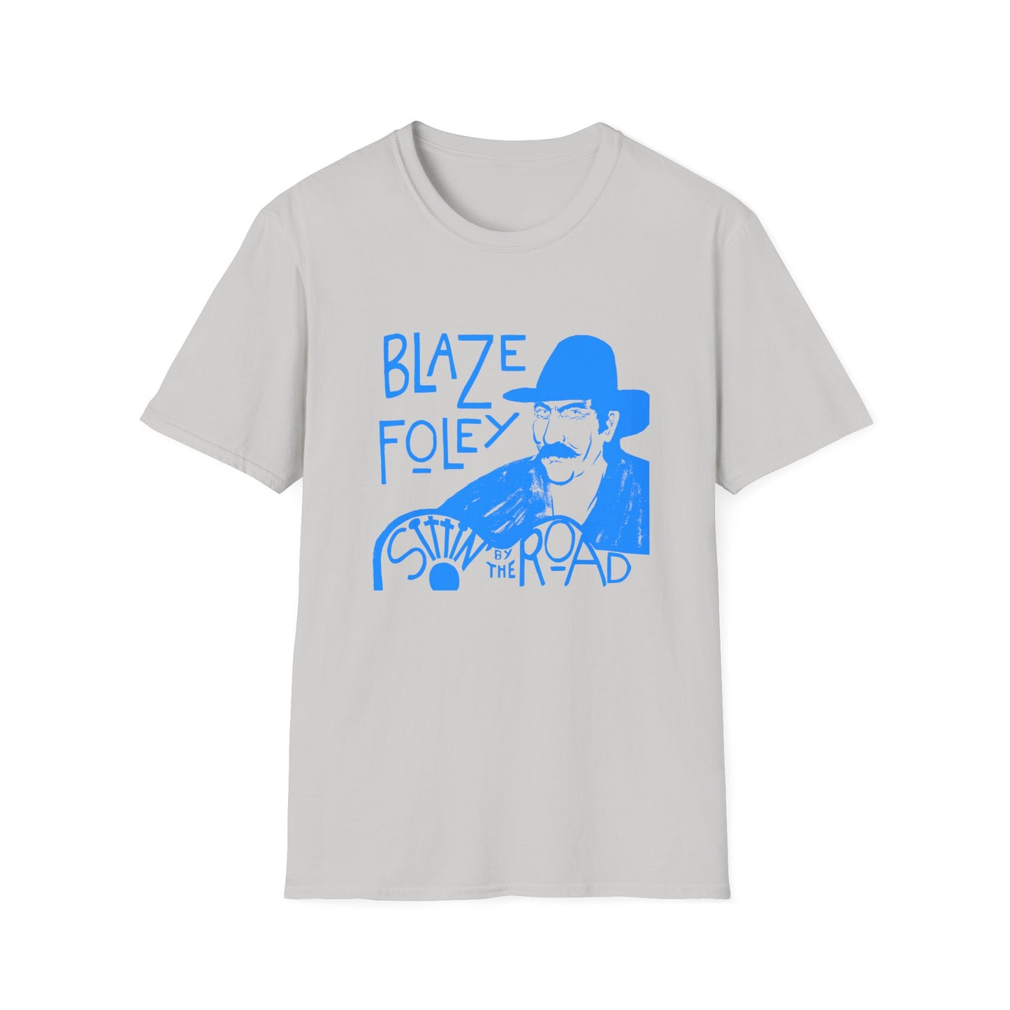 blaze foley sittin' by the road light blue stencil fan art tshirt