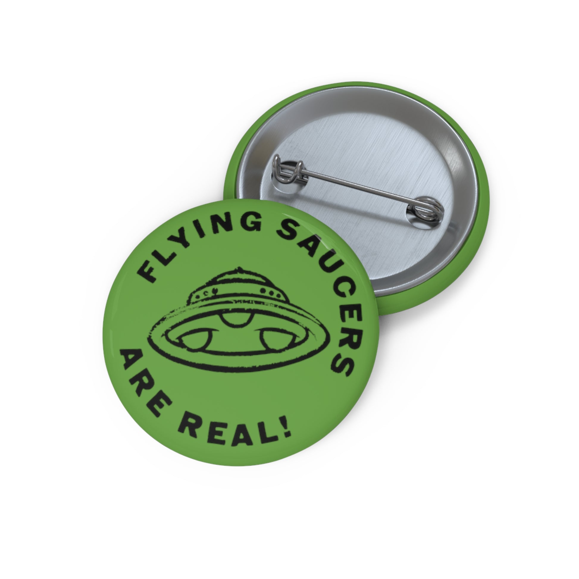 flying saucers are real! custom pin button whatmart