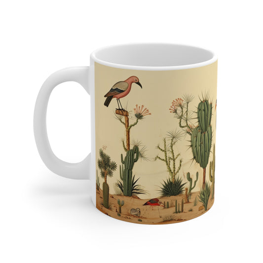 medieval style illustration of cacti and vultures coffee mug whatmart