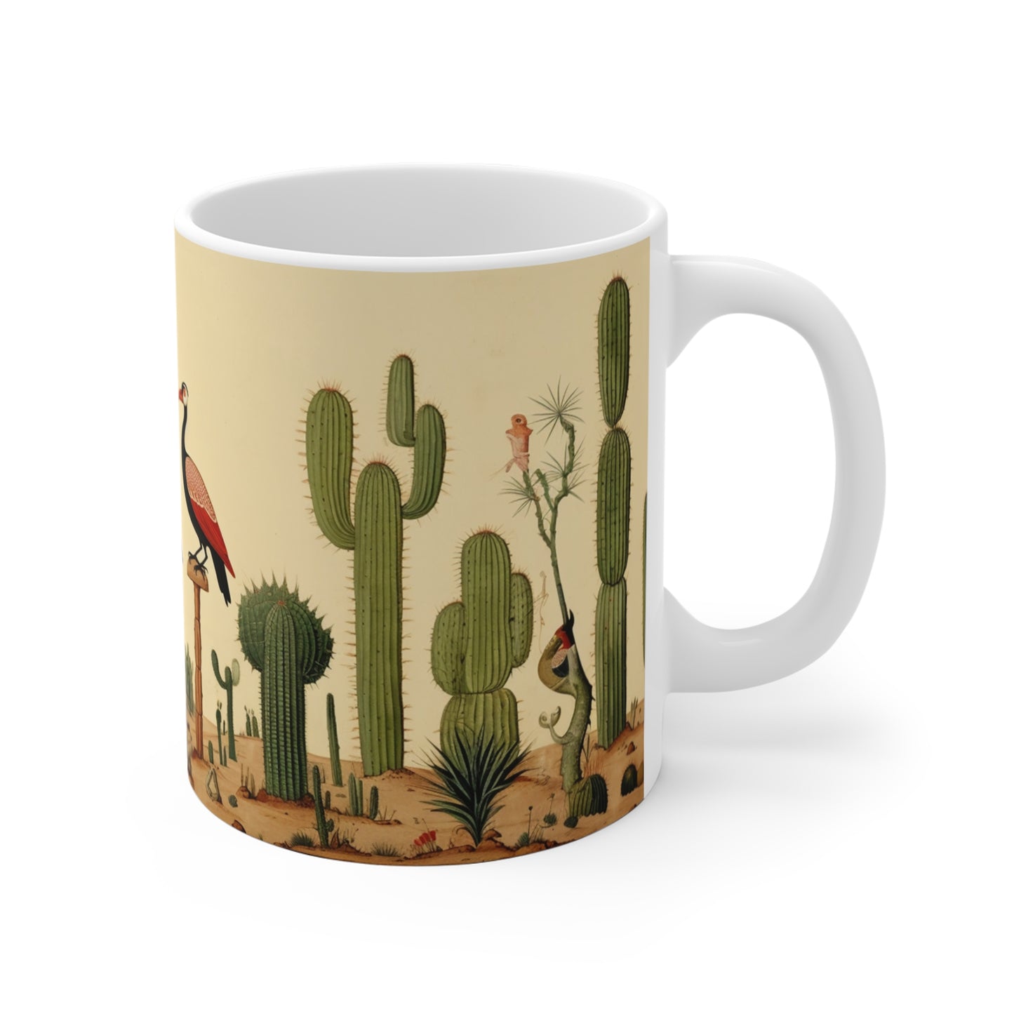 medieval style illustration of cacti and vultures coffee mug whatmart