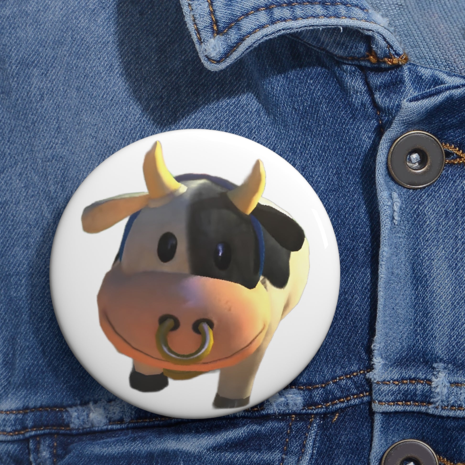 moo moo meadows meme cow custom pin button whatmart