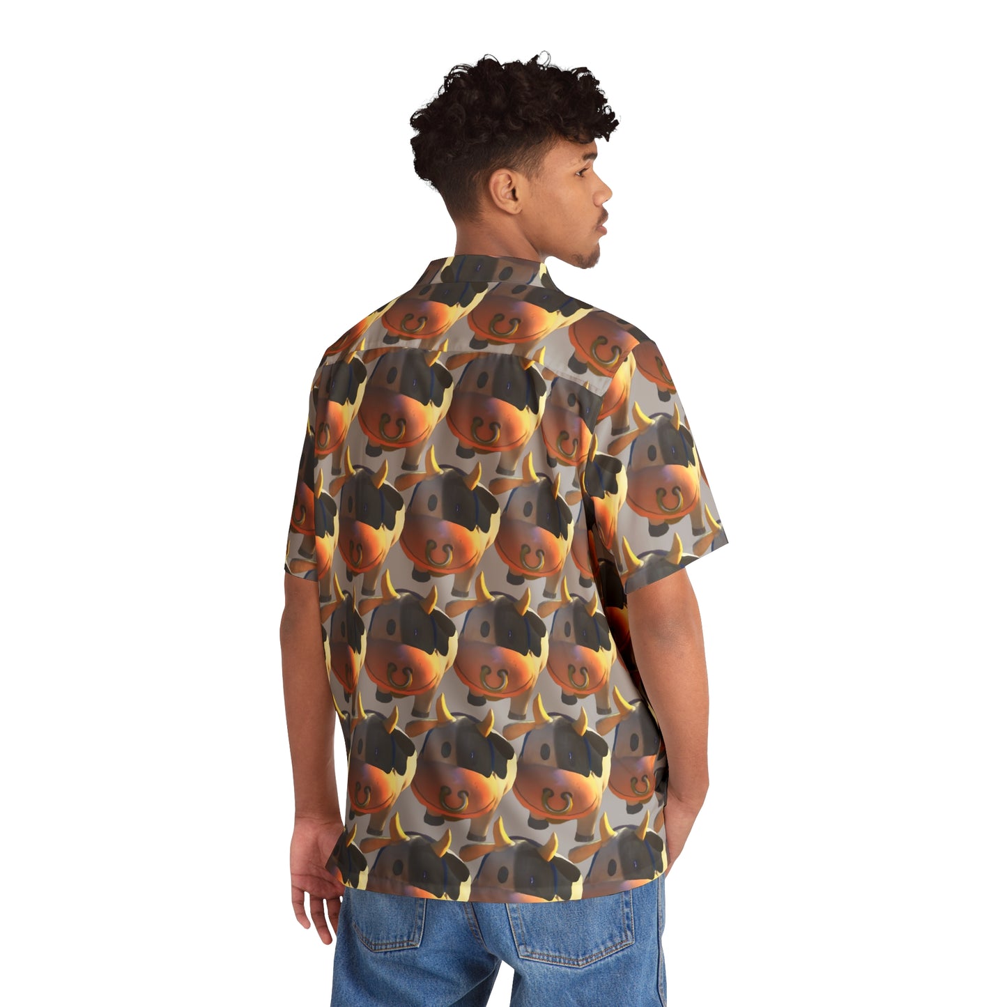 moo moo meadows meme cow men's hawaiian shirt (AOP) whatmart