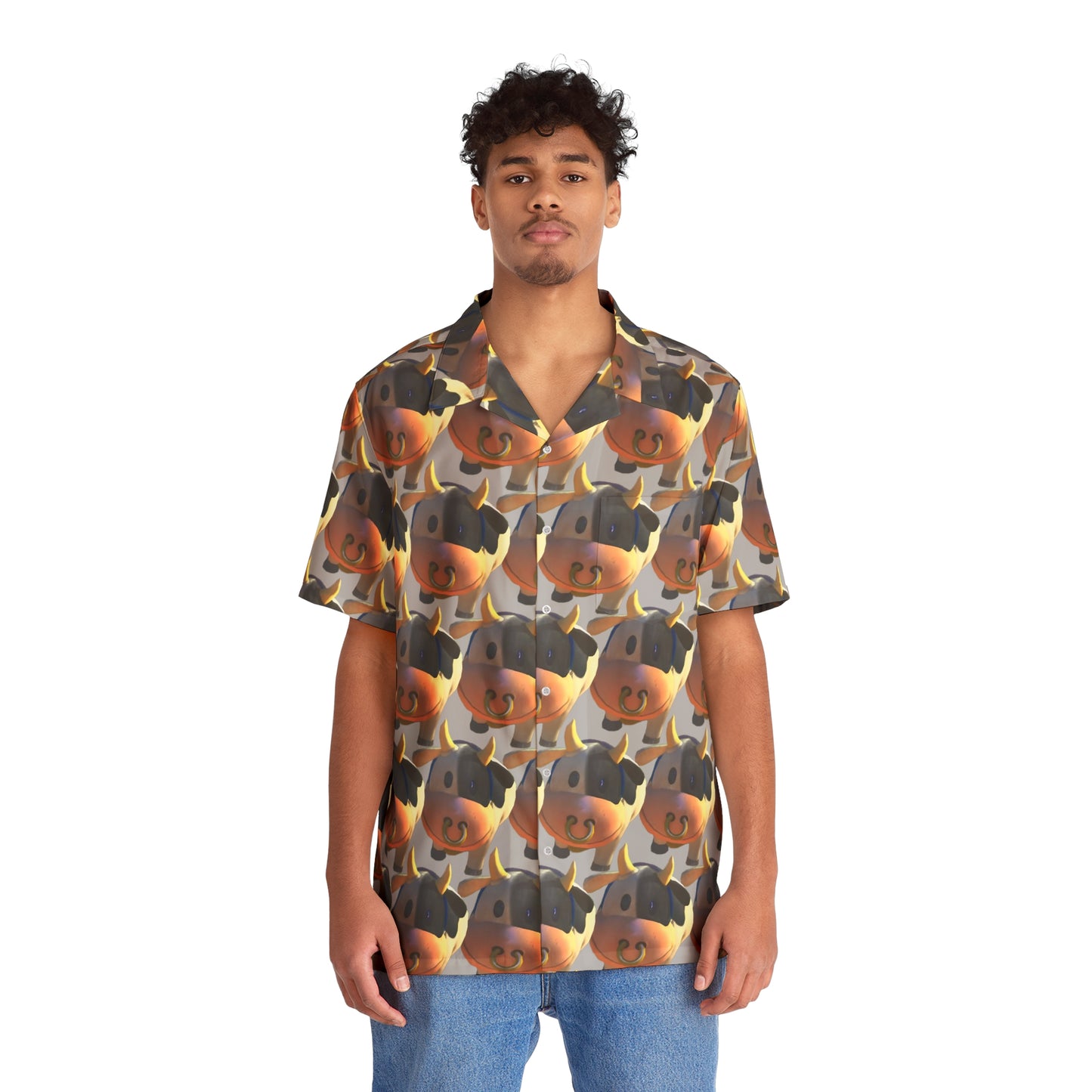 moo moo meadows meme cow men's hawaiian shirt (AOP) whatmart