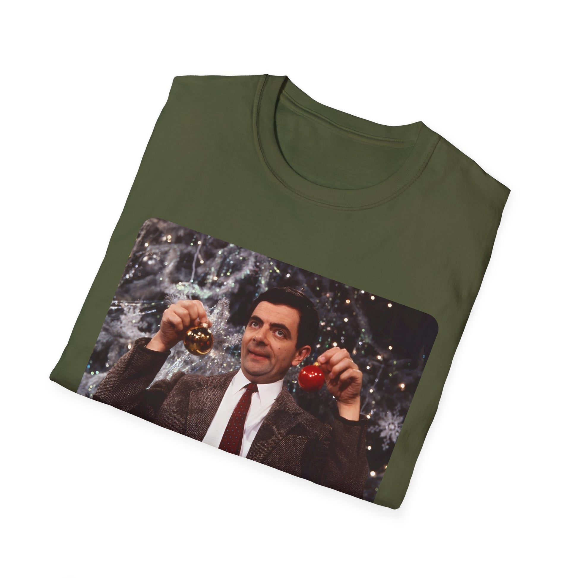 mr bean with christmas ornaments tshirt whatmart