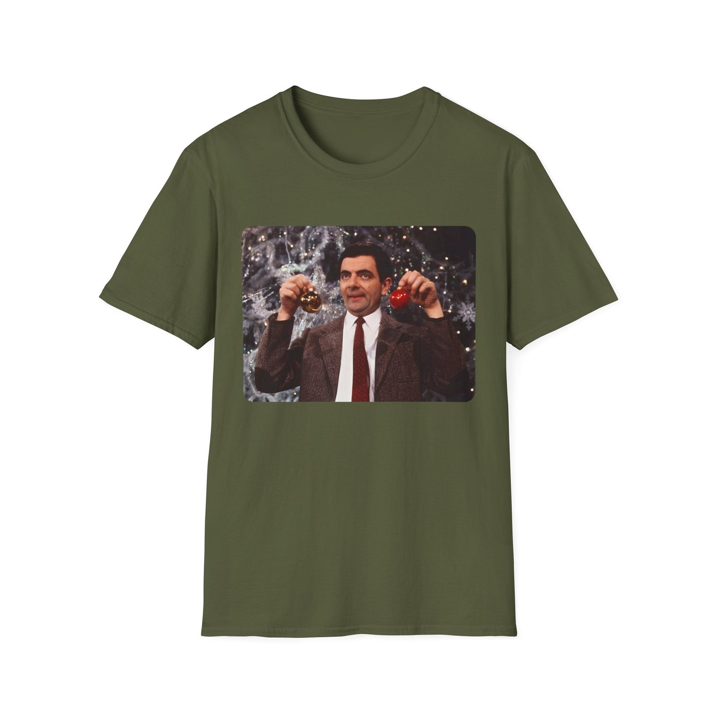 mr bean with christmas ornaments tshirt whatmart