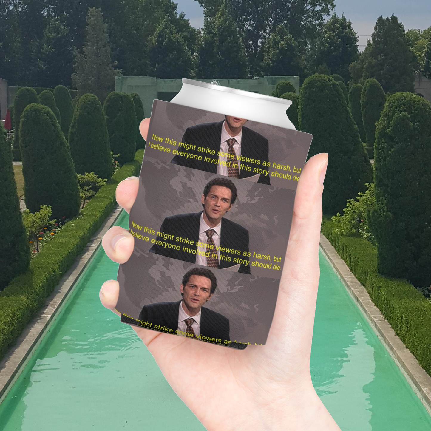 norm macdonald everyone involved in this story should die beer koozie