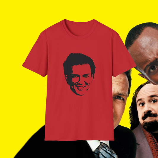 norm macdonald black stencil face tshirt