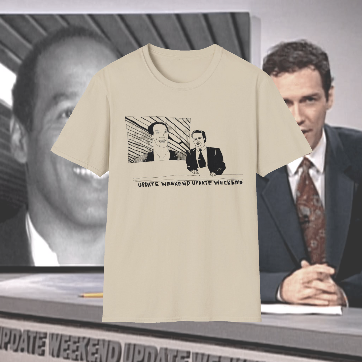 original drawing of the time norm macdonald got fired from snl for oj jokes fan art tshirt