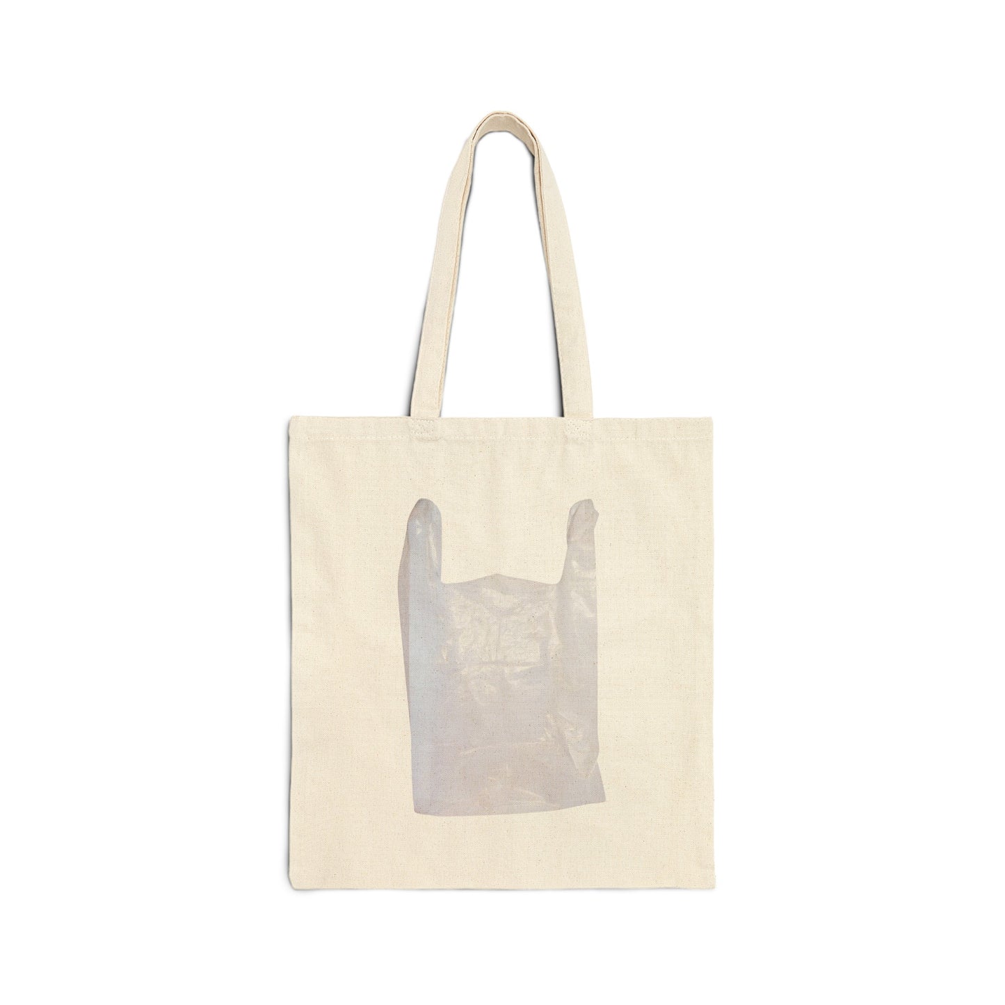 plastic bag on a reusable cotton tote bag whatmart