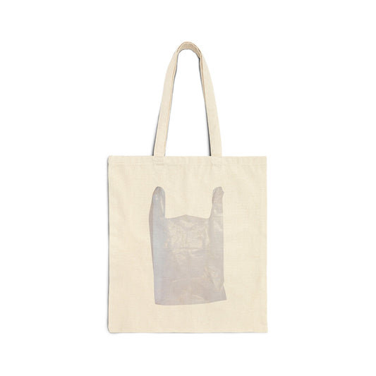 plastic bag on a reusable cotton tote bag whatmart