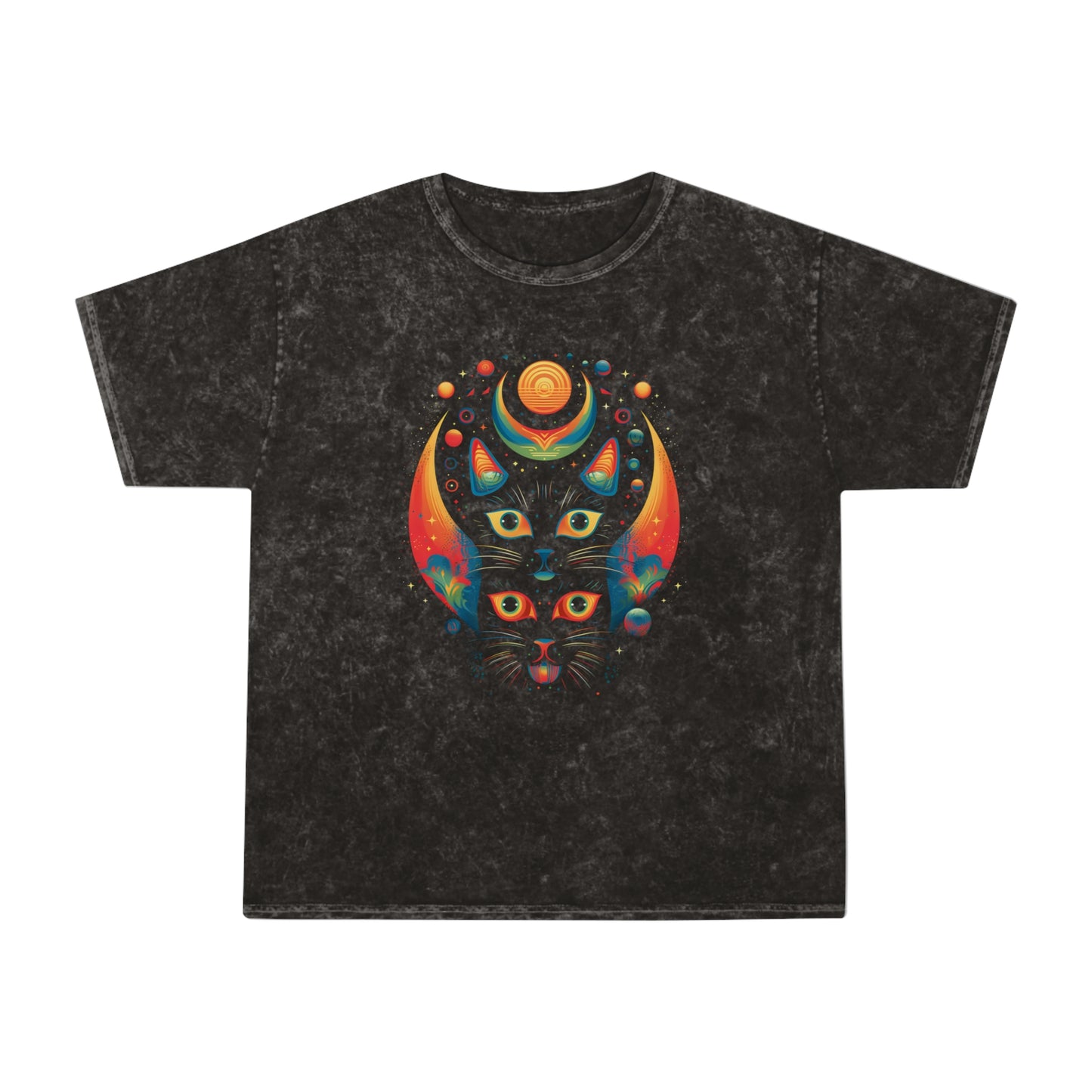 psychedelic celestial cat illustration tshirt whatmart