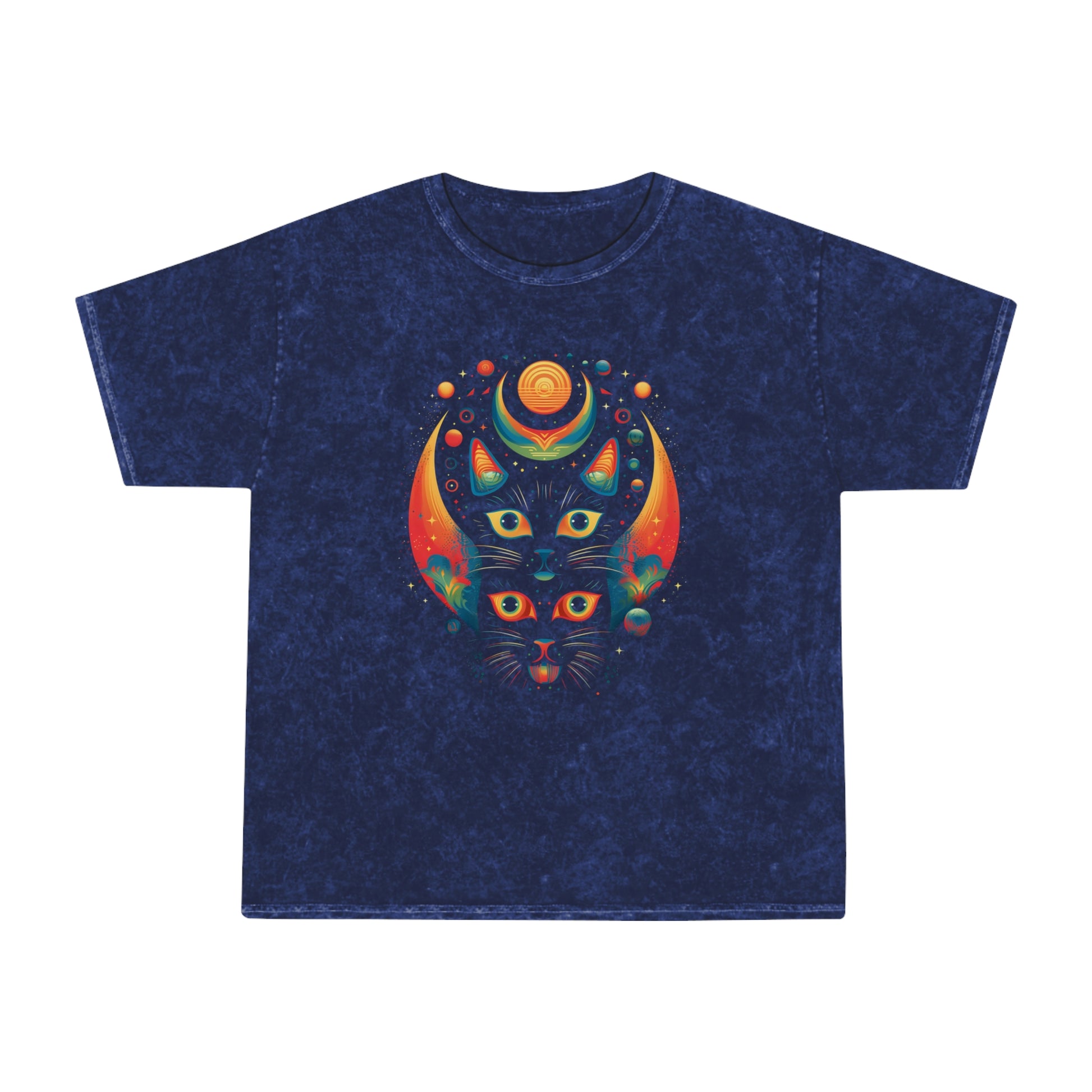 psychedelic celestial cat illustration tshirt whatmart