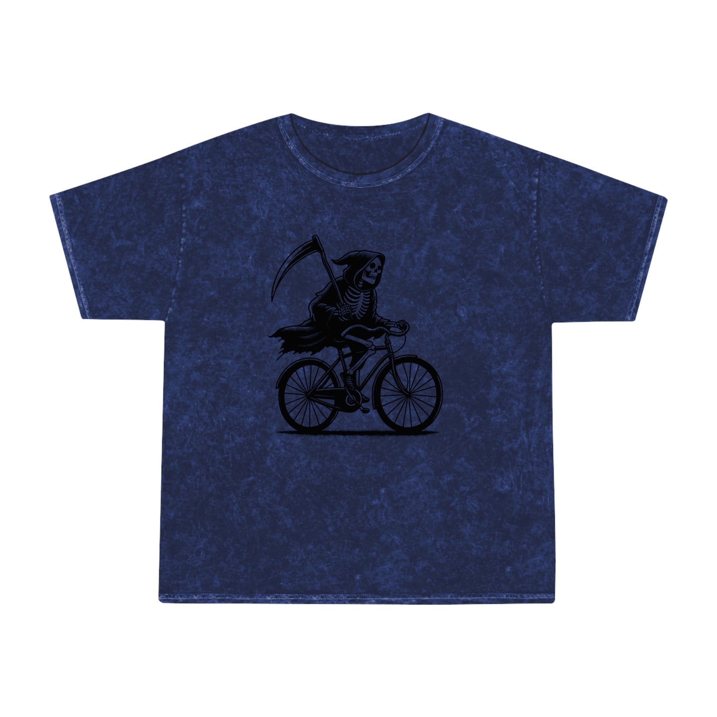 skeleton riding a bicycle unisex mineral wash tshirt whatmart