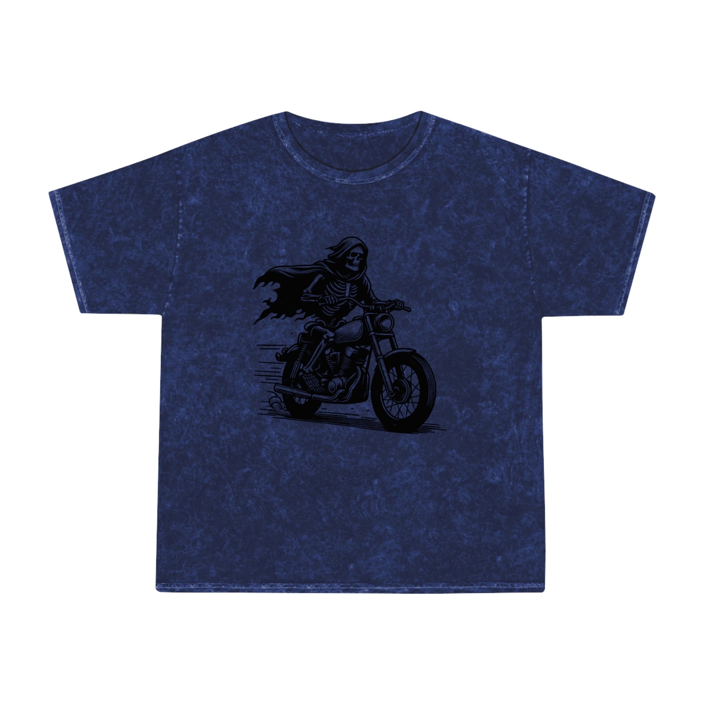 skeleton riding a motorcycle unisex mineral wash tshirt whatmart