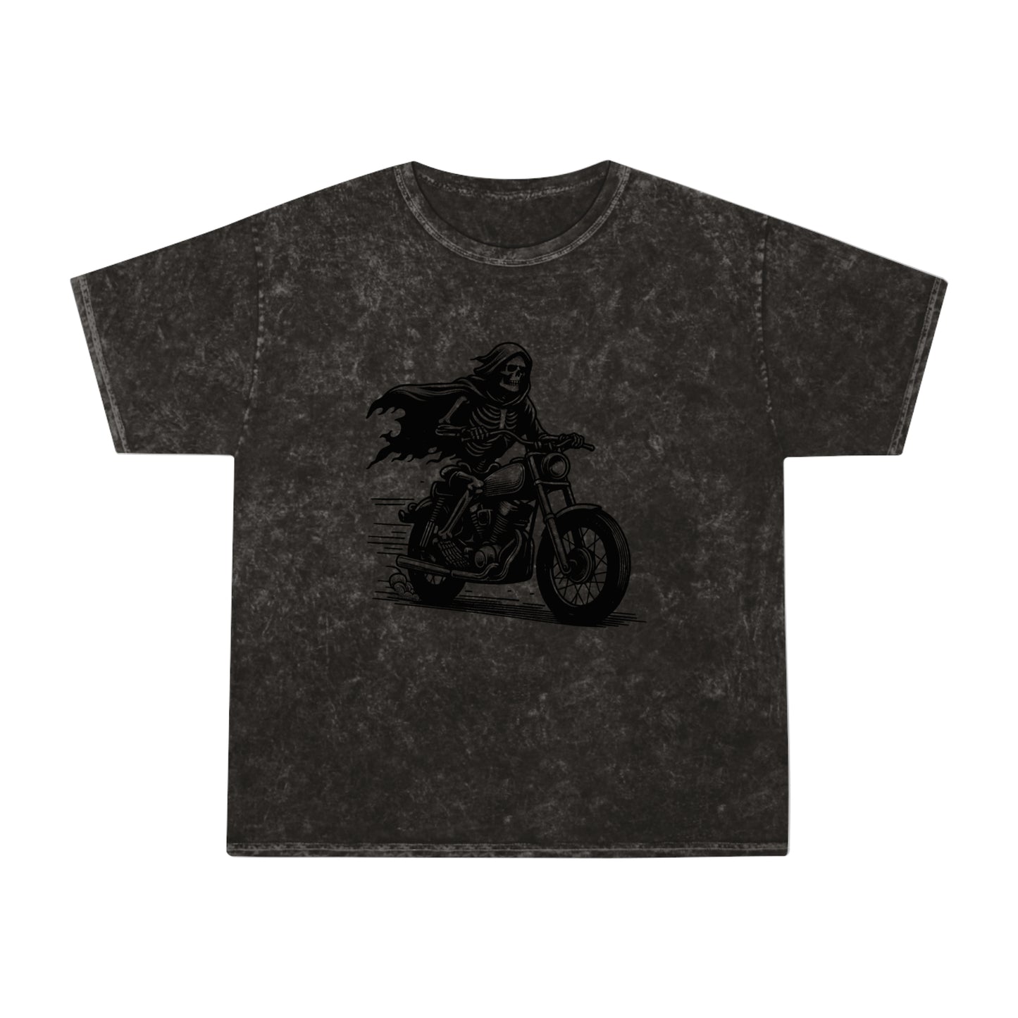 skeleton riding a motorcycle unisex mineral wash tshirt whatmart