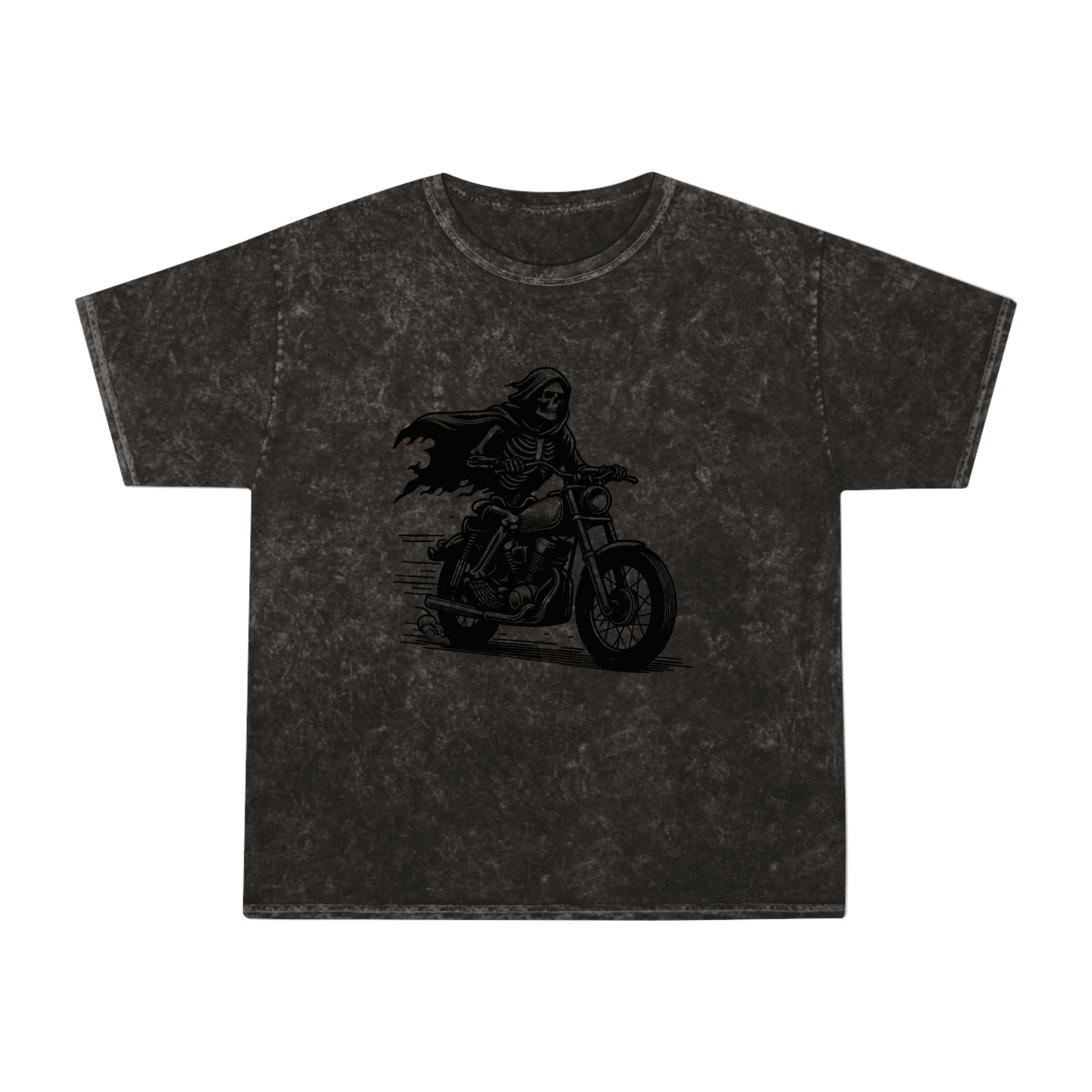 skeleton riding a motorcycle unisex mineral wash tshirt whatmart