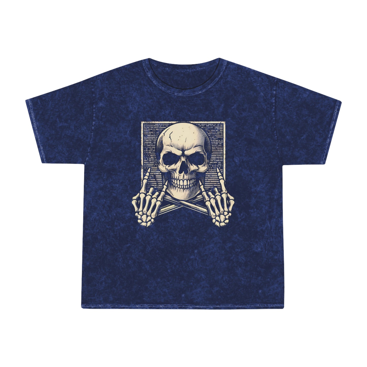 skull throwing horns unisex mineral wash tshirt whatmart