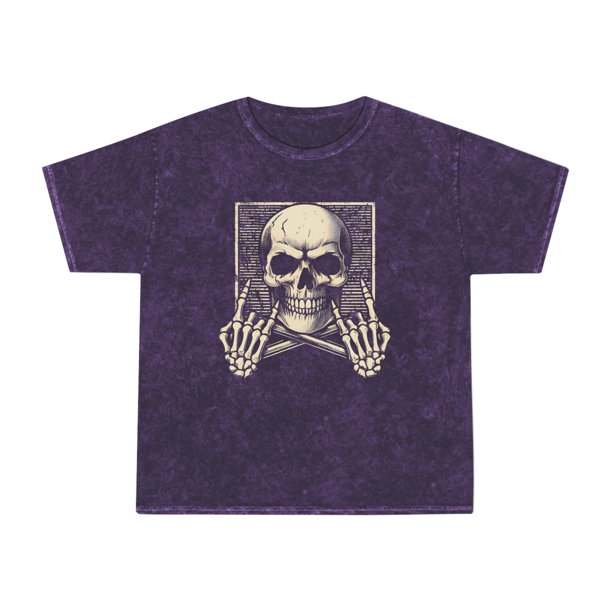 skull throwing horns unisex mineral wash tshirt whatmart