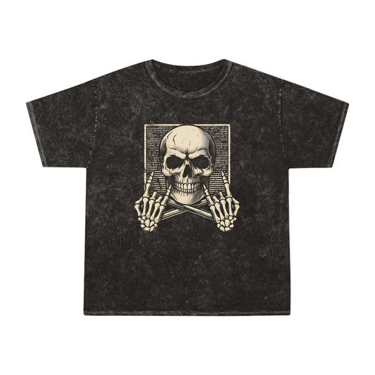 skull throwing horns unisex mineral wash tshirt whatmart