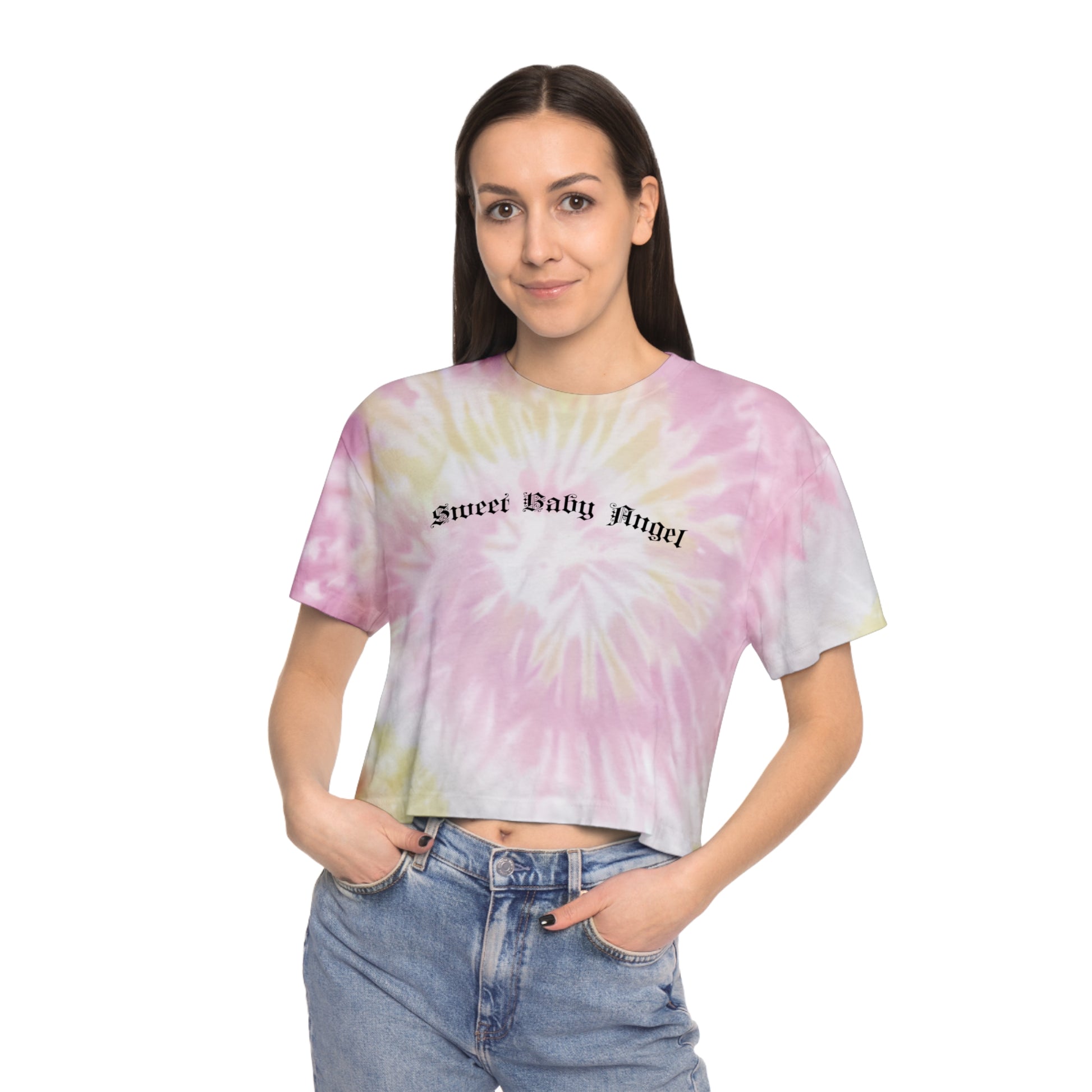 sweet baby angel women's tie-dye crop tee whatmart