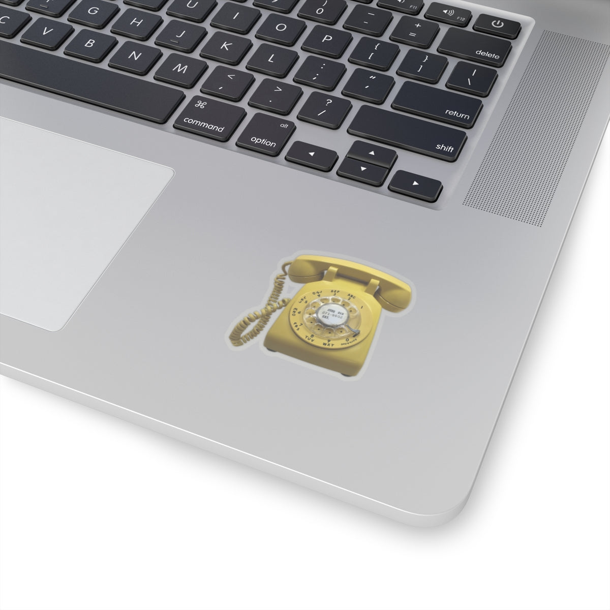 yellow rotary telephone kiss-cut sticker whatmart