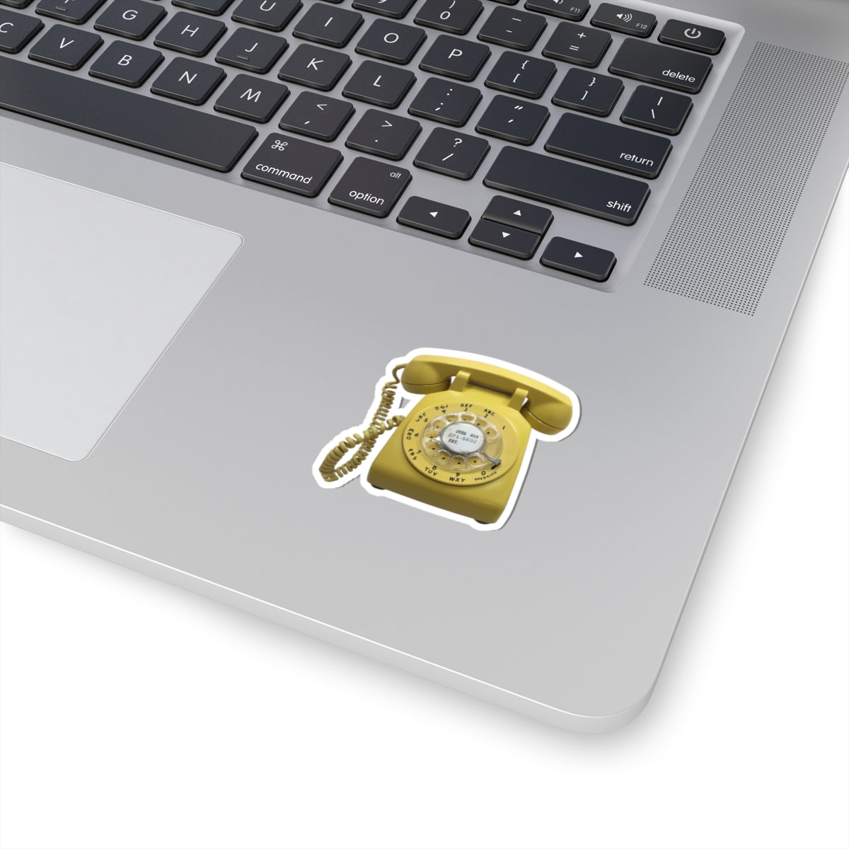 yellow rotary telephone kiss-cut sticker whatmart